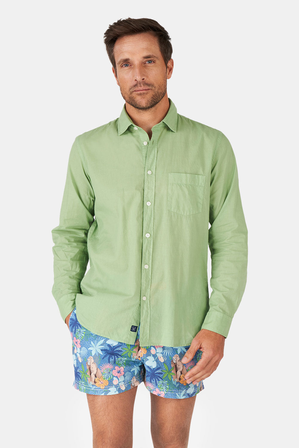 Long Sleeve Shirt Green Cotton Sail