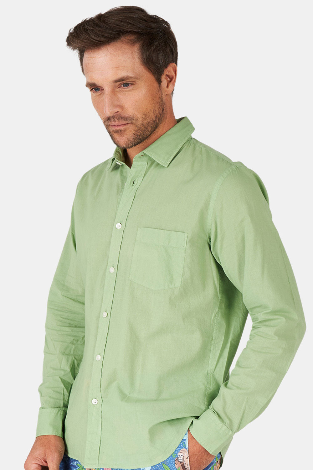 Long Sleeve Shirt Green Cotton Sail