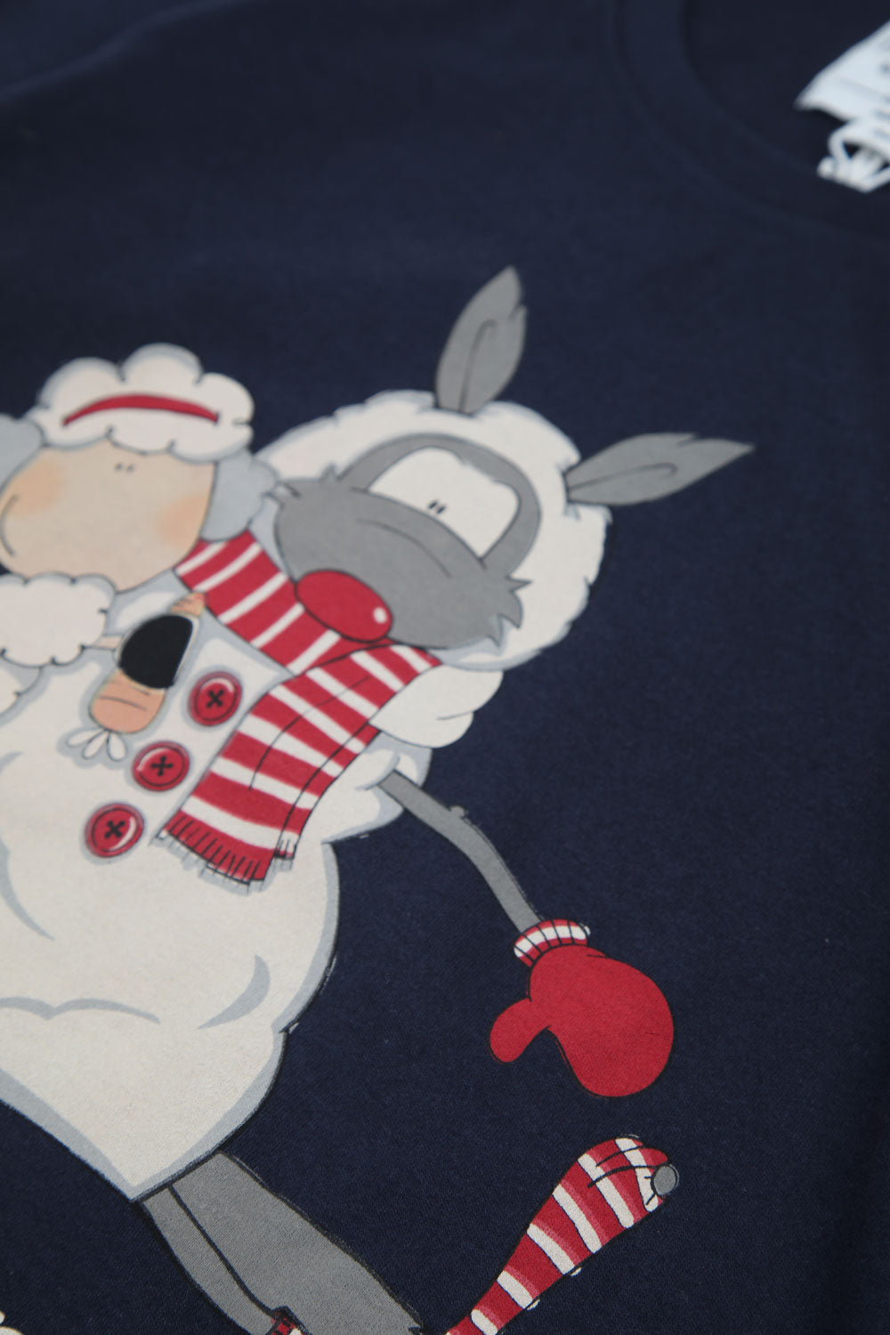 Festive Blue Cotton Christmas Pajama Set