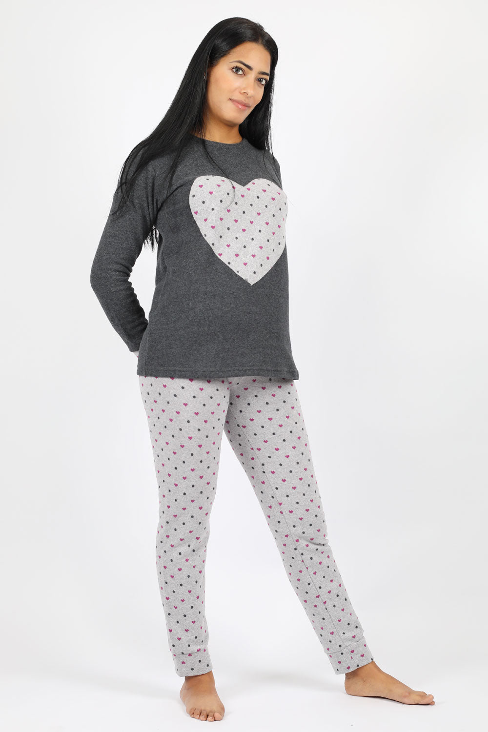 Chic Heart Print Punto Milano Pajama