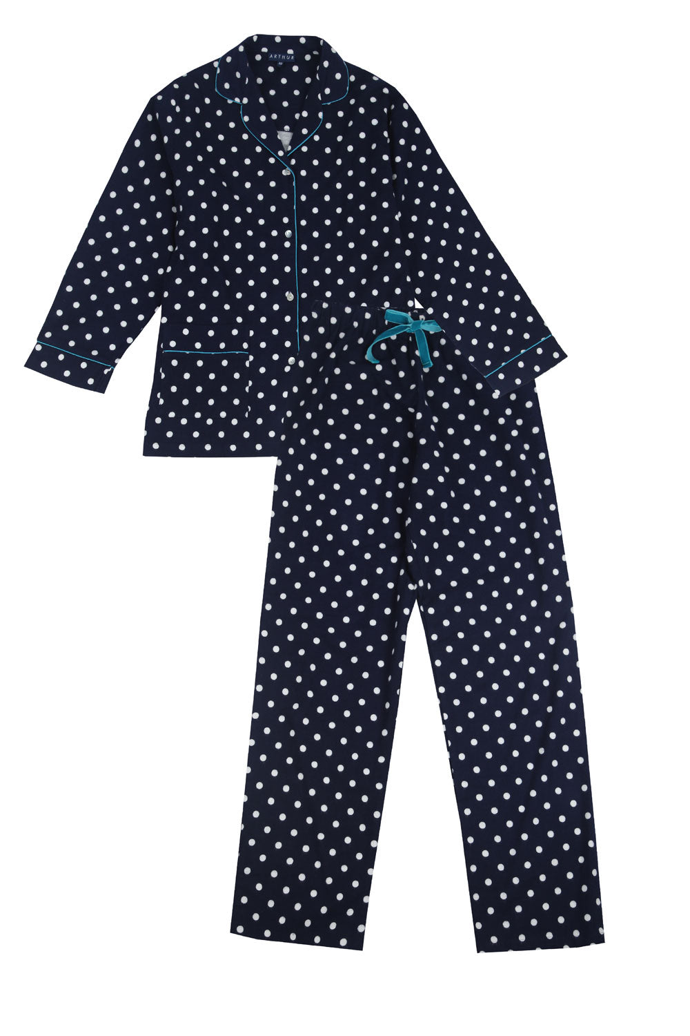 Polka Dots Marine Flannel Pajama Set