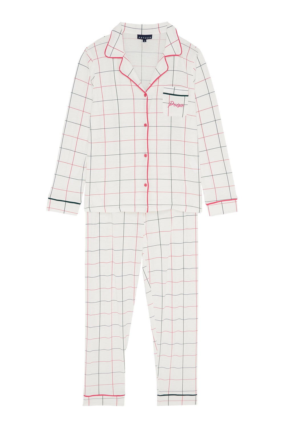 Lilac Checked Buttoned Pajamas