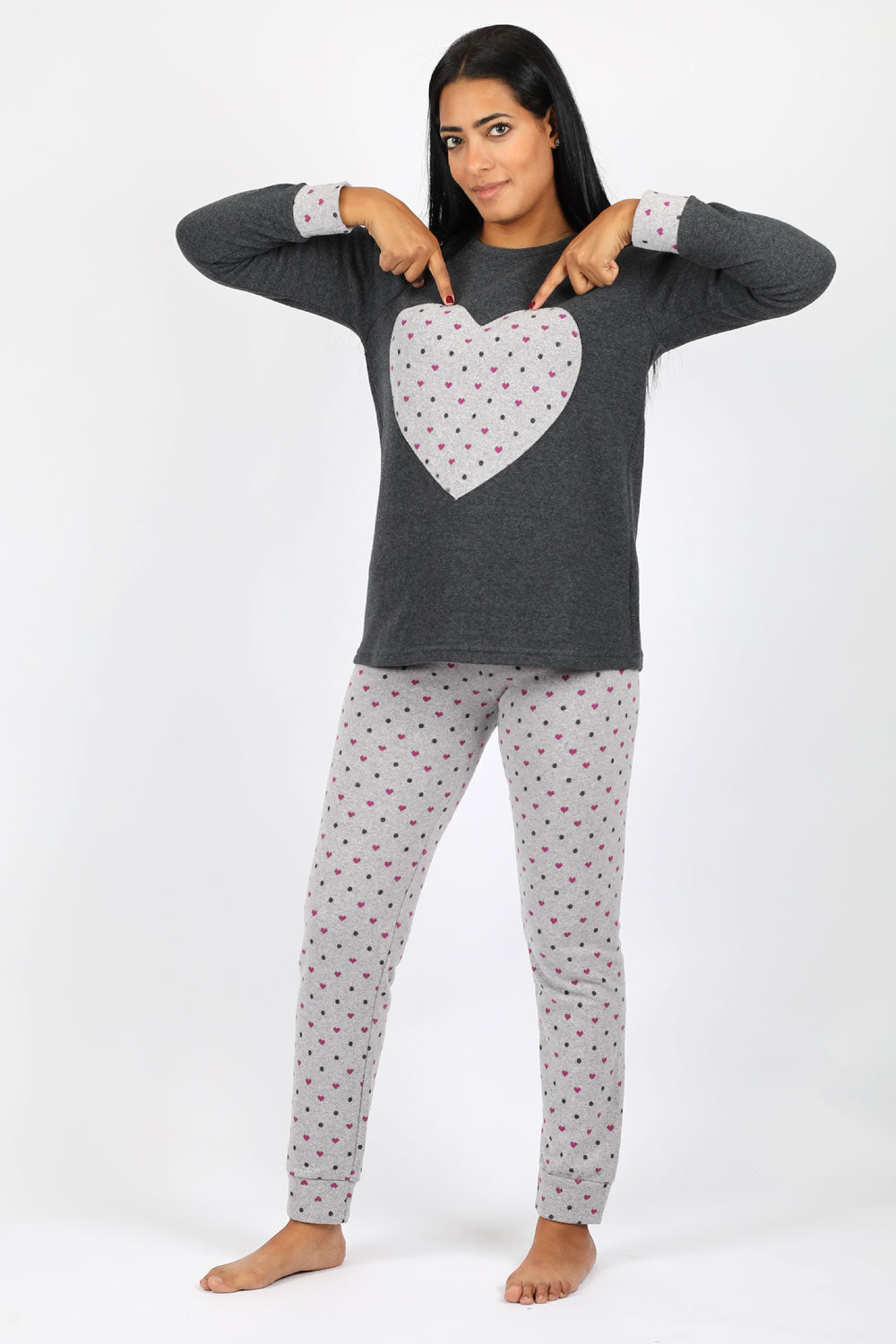 Chic Heart Print Punto Milano Pajama